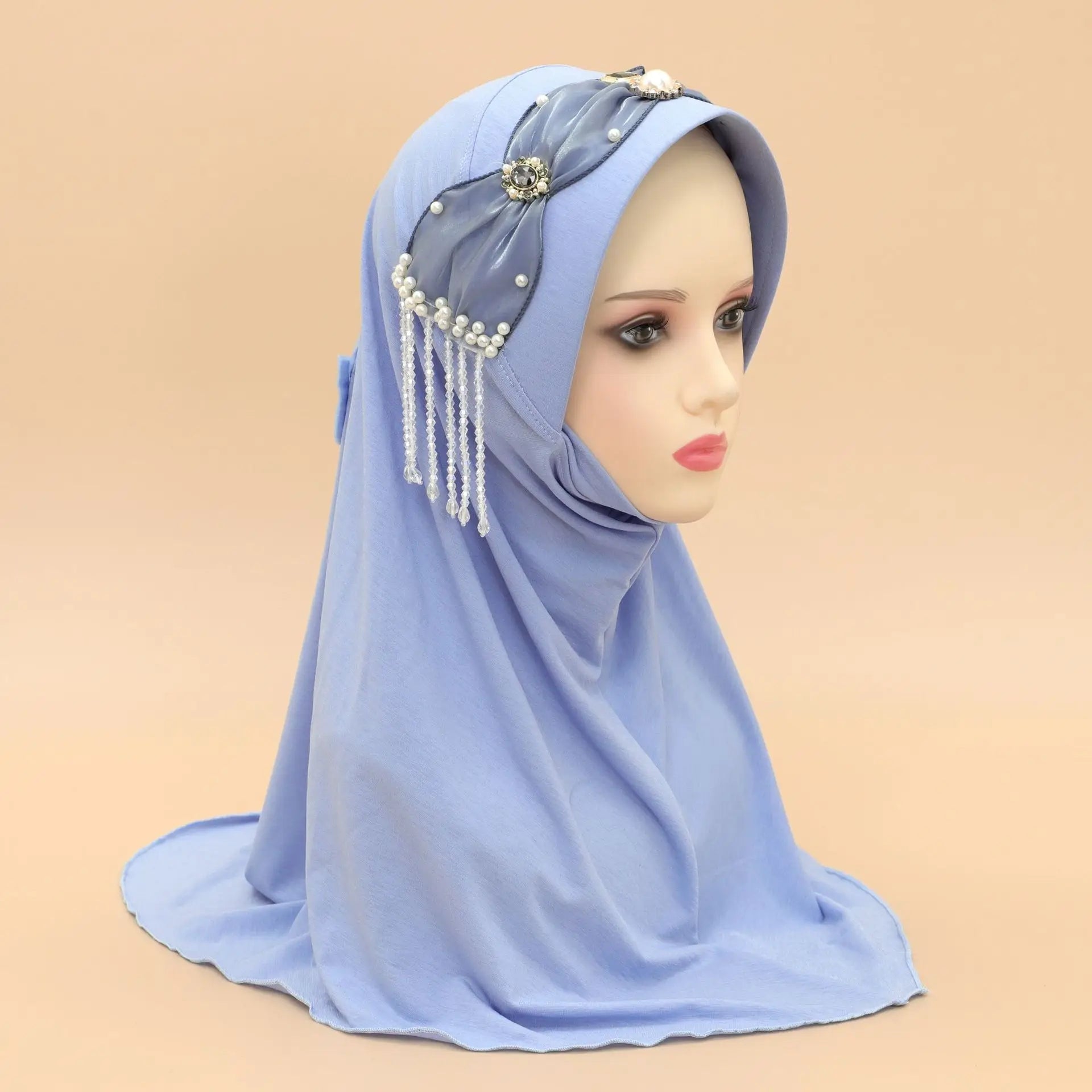 Women's Arabian Polyester Headwear Pearl Pattern Casual Hijabs