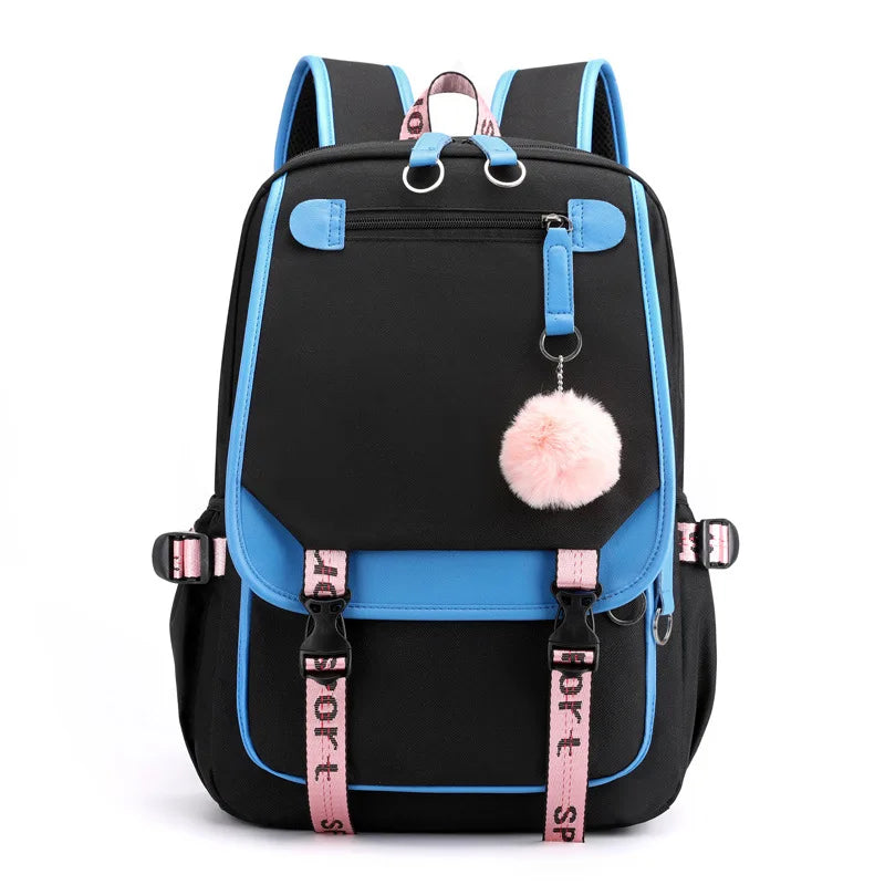 Kid's Polyester Zipper Closure Letter Pattern School Backpack