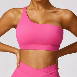 Women's Nylon One Shoulder Fitness Yoga Sport Workout Crop Top