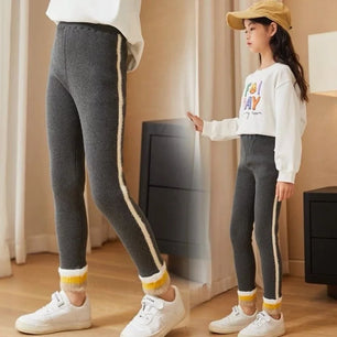 Kid's Girl Polyester Mid Waist Elastic Closure Casual Wear Trousers