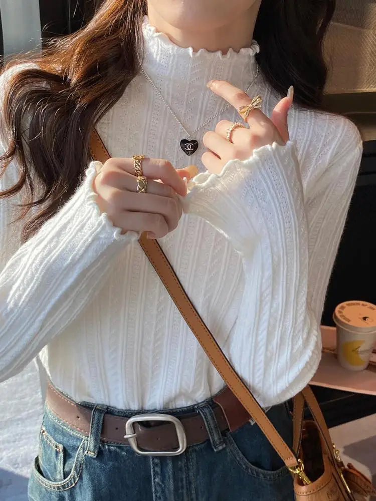 Women's Polyester Turtleneck Full Sleeves Solid Pattern Sweater