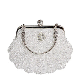 Women's Felt Pearl Pattern Rhinestone Classic Wedding Clutch