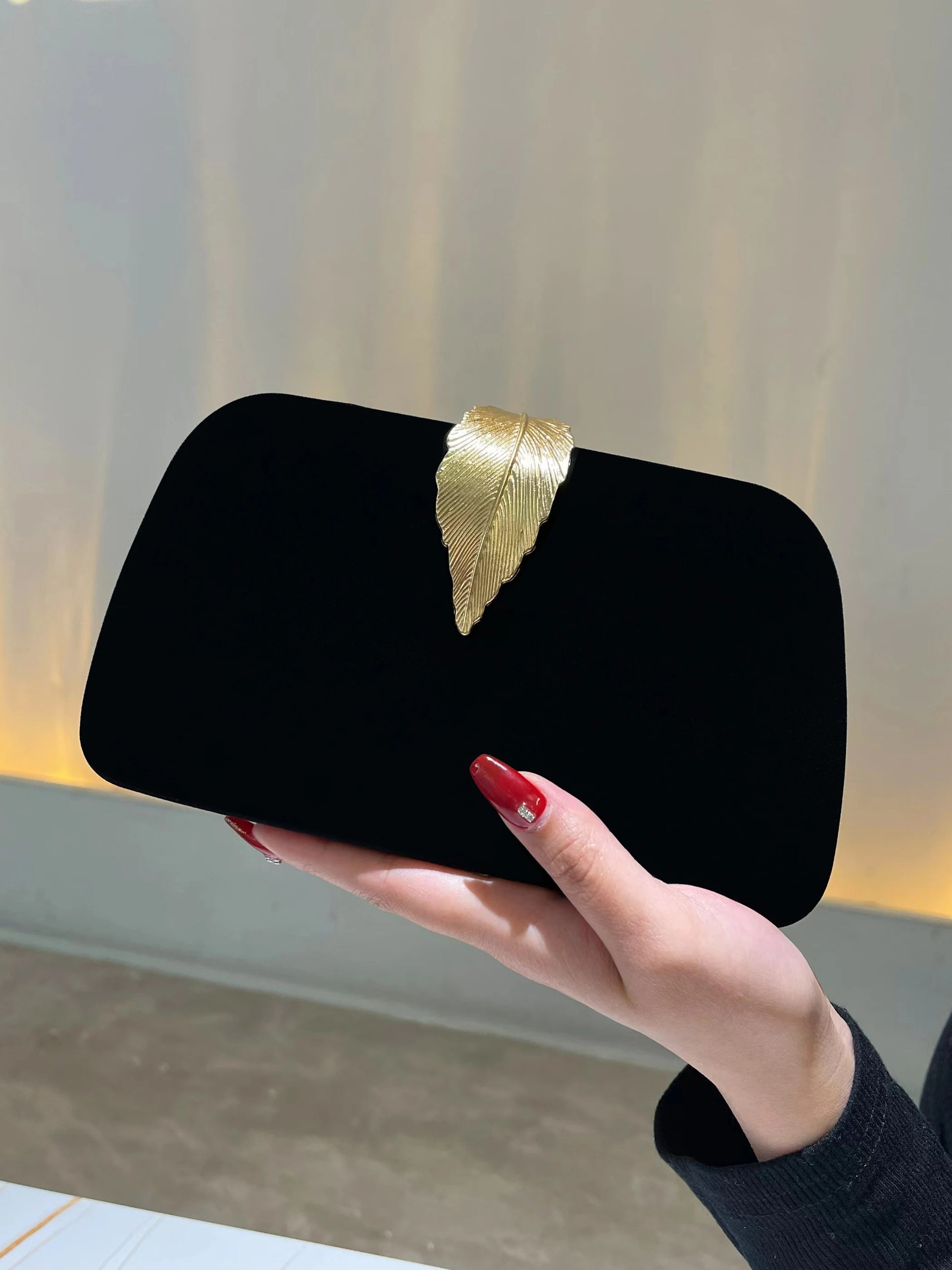 Women's Patent Leather Hasp Closure Sequined Wedding Clutch