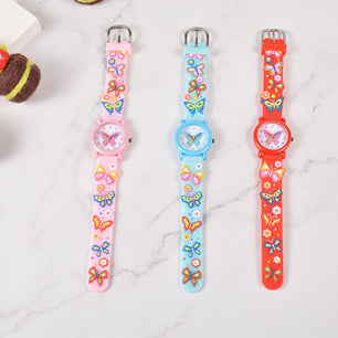 Kid's Alloy Case Buckle Clasp Round Shape Quartz Waterproof Watch