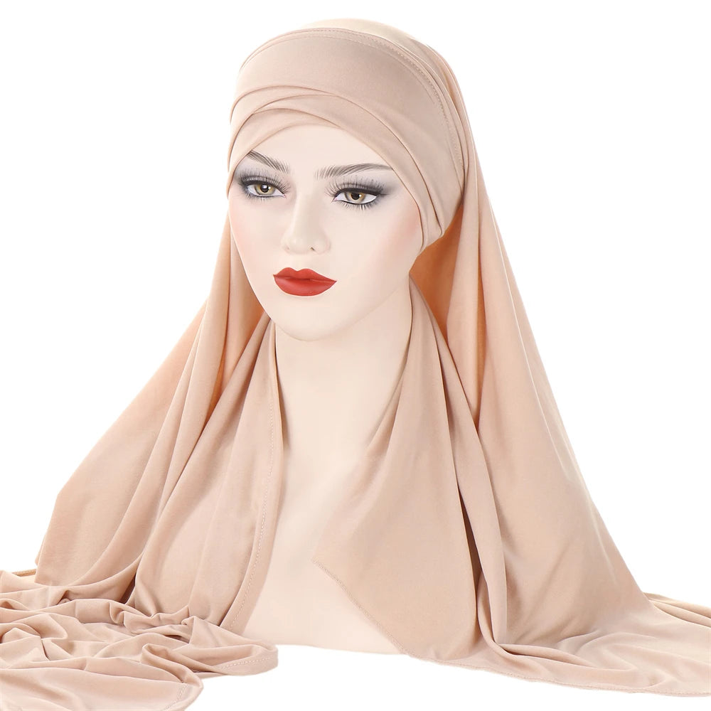 Women's Arabian Polyester Head Wrap Solid Pattern Elegant Hijabs