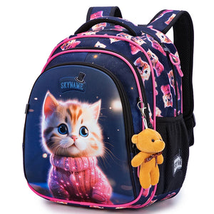 Kid's Nylon Zipper Closure Animal Pattern Trendy School Backpack