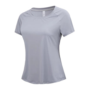 Women's Nylon O-Neck Short Sleeve Breathable Yoga Workout Top