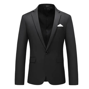 Men's Polyester Notched Collar Long Sleeve Single Button Blazers