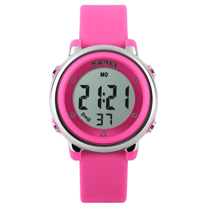 Kid's Alloy Case Buckle Clasp Digital Waterproof Round Watches