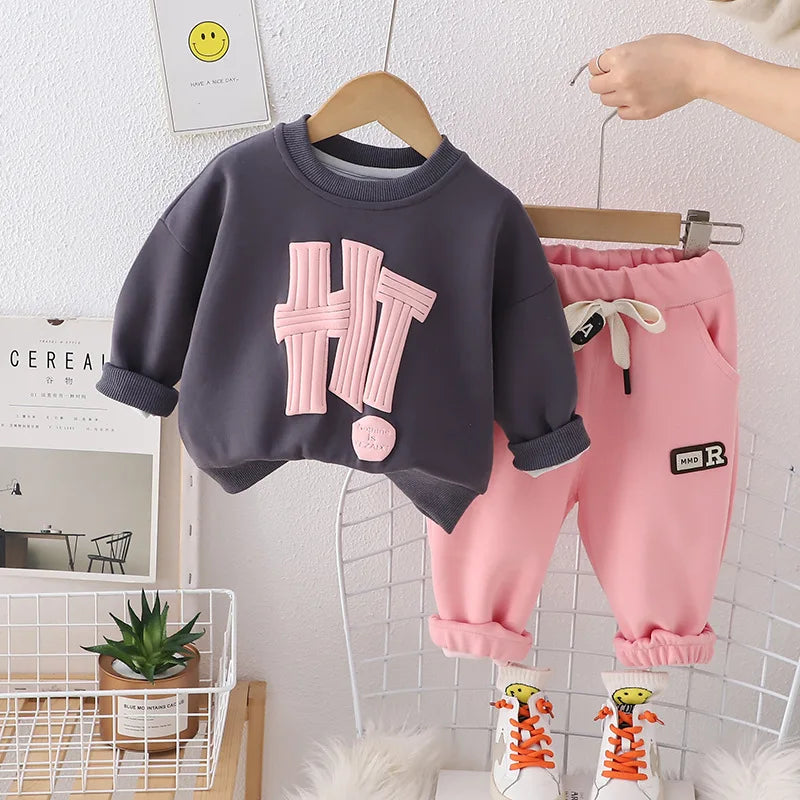 Kid's Boys Cotton O-Neck Long Sleeves Letter Pattern Clothes