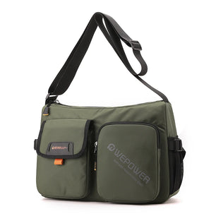 Men's Nylon Zipper Closure Letter Large Capacity Shoulder Bag