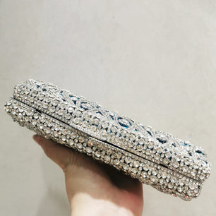 Women's Metallic Hasp Closure Rhinestone Bridal Wedding Clutch