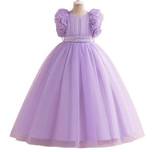 Kid's Girl Polyester Sleeveless Pleated Pattern Princess Dress