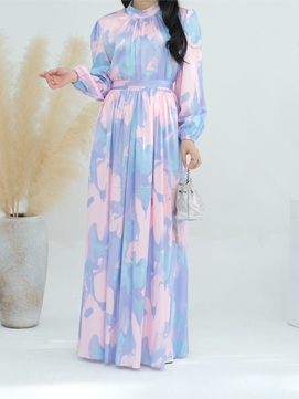 Women's Arabian Polyester Full Sleeves Printed Pattern Dress