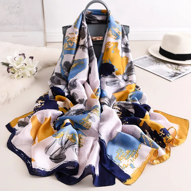 Women's Silk Neck Wrap Printed Pattern Trendy Beach Scarves