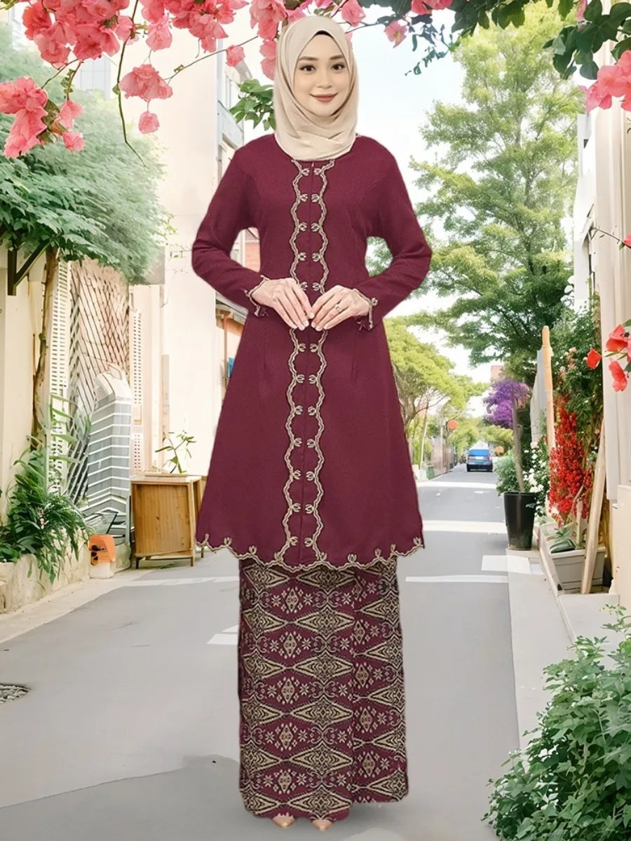 Women's Arabian Polyester Full Sleeves Embroidery Pattern Dress