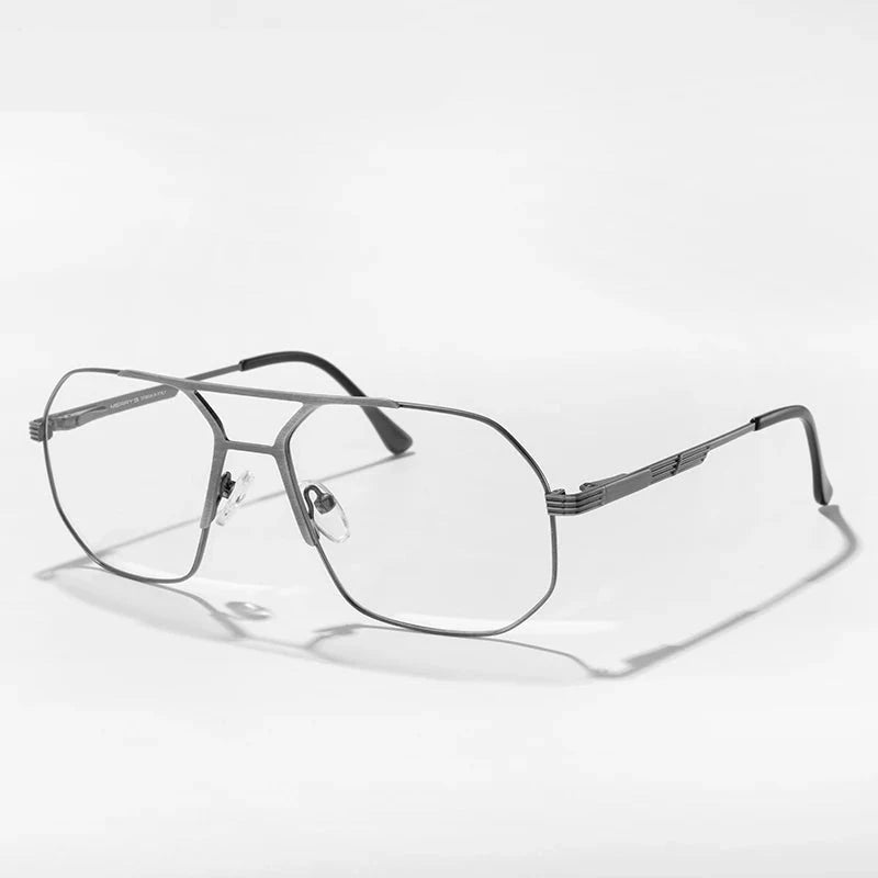 Men's Titanium Alloy Frame Full-Rim Polygon Shaped Trendy Glasses