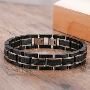 Men's Stainless Steel Fold Over Clasp Round Luxury Bracelet