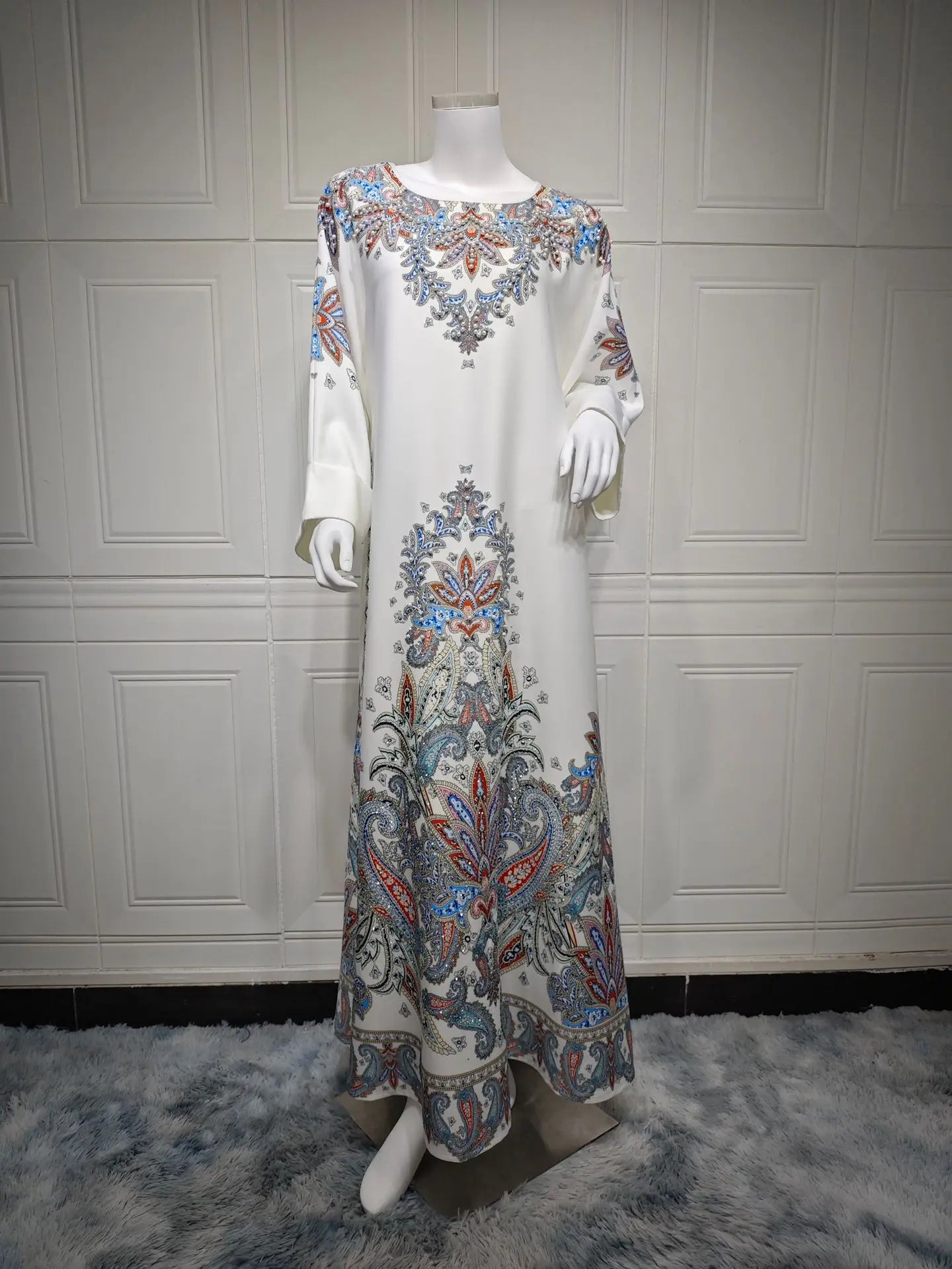 Women's Arabian Polyester Full Sleeve Printed Pattern Casual Dress