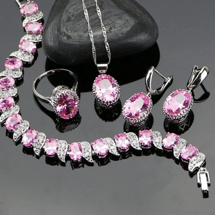 Women's 925 Sterling Silver Zircon Geometric Trendy Jewelry Set