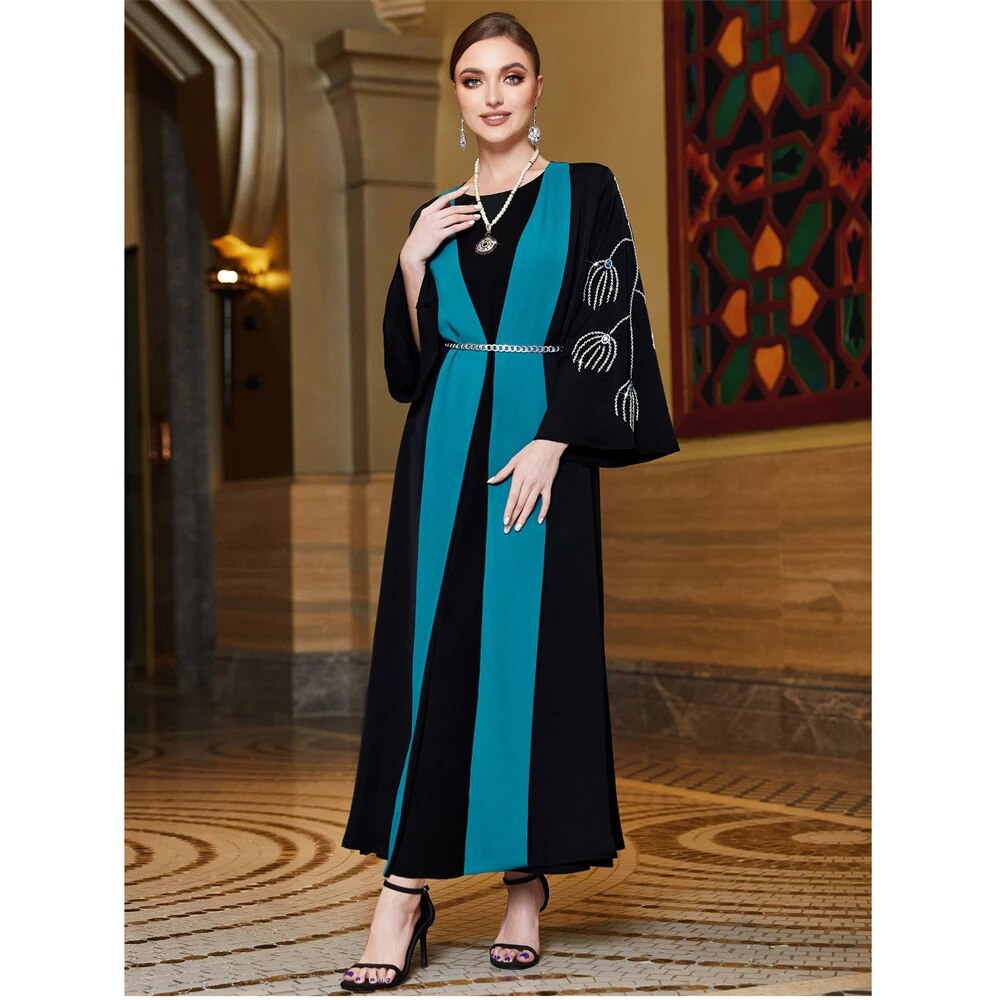 Women's Arabian V-Neck Polyester Full Sleeves Mixed Colors Abaya