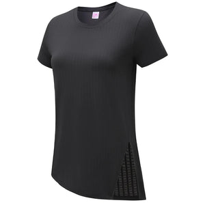 Women's Polyester Short Sleeve Breathable Plain Pattern Yoga Shirt