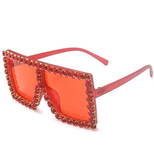 Women's Plastic Frame Acrylic Lens Square Shaped Trendy Sunglasses