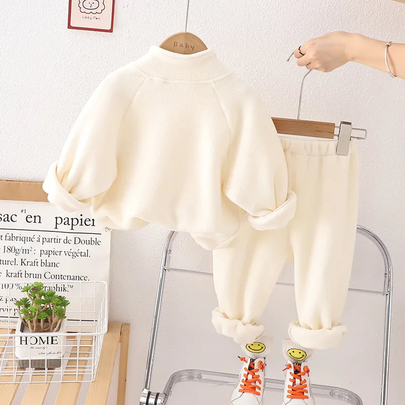 Baby's O-Neck Cotton Full Sleeve Pullover Closure Two-Piece Suit