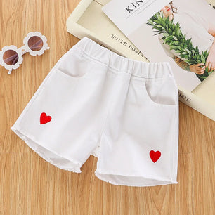 Kid's Cotton Mid Waist Elastic Closure Casual Wear Denim Shorts