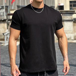 Men's Cotton Short Sleeve Pullover Closure Sportswear T-Shirt