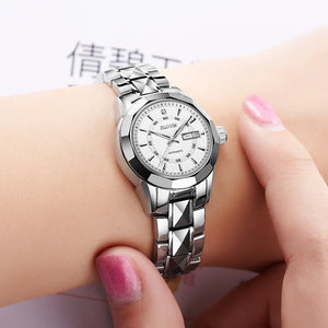 Women's Tungsten Steel Automatic Round Shaped Luxury Wrist Watch