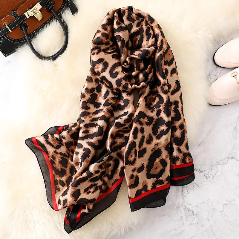 Women's Silk Neck Wrap Printed Pattern Trendy Beach Scarves