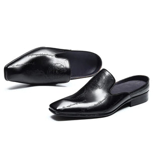 Men's Genuine Leather Square Toe Slip-On Closure Formal Shoes