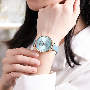 Women's Stainless Steel Round Shaped Waterproof Luxury Watch