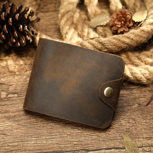 Men's Genuine Leather Solid Pattern Card Holder Trendy Wallets