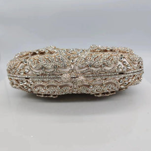 Women's Metallic Hasp Closure Rhinestone Bridal Wedding Clutch