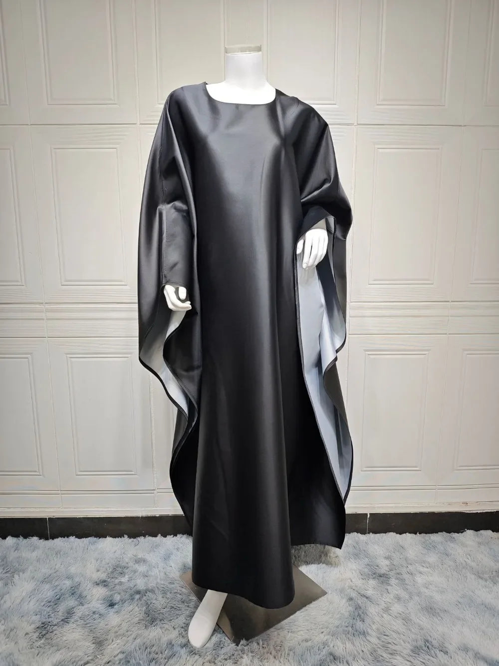 Women's Arabian Polyester Full Sleeves Solid Pattern Long Dress