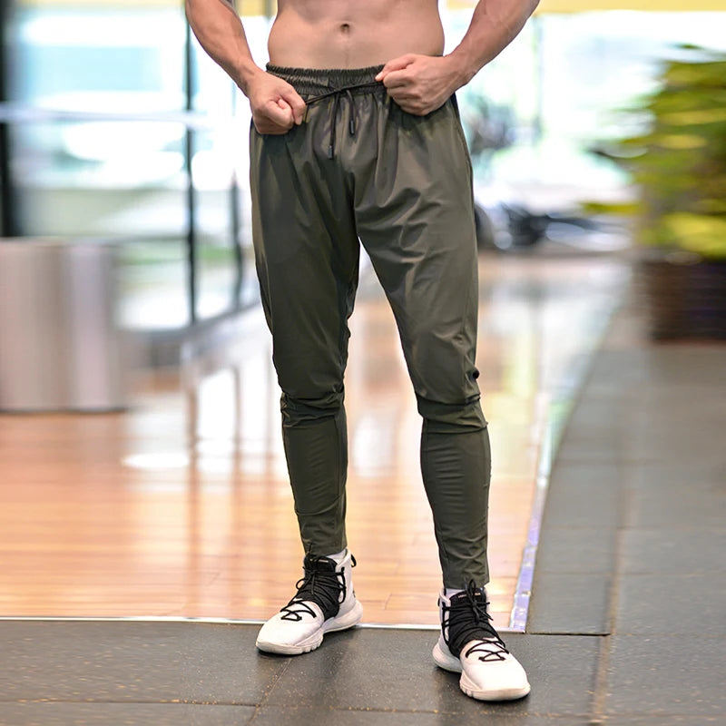 Men's Spandex Drawstring Closure Quick-Drying Gymwear Trousers