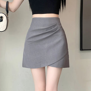 Women's Polyester Elastic High Waist Solid Pattern Casual Skirts