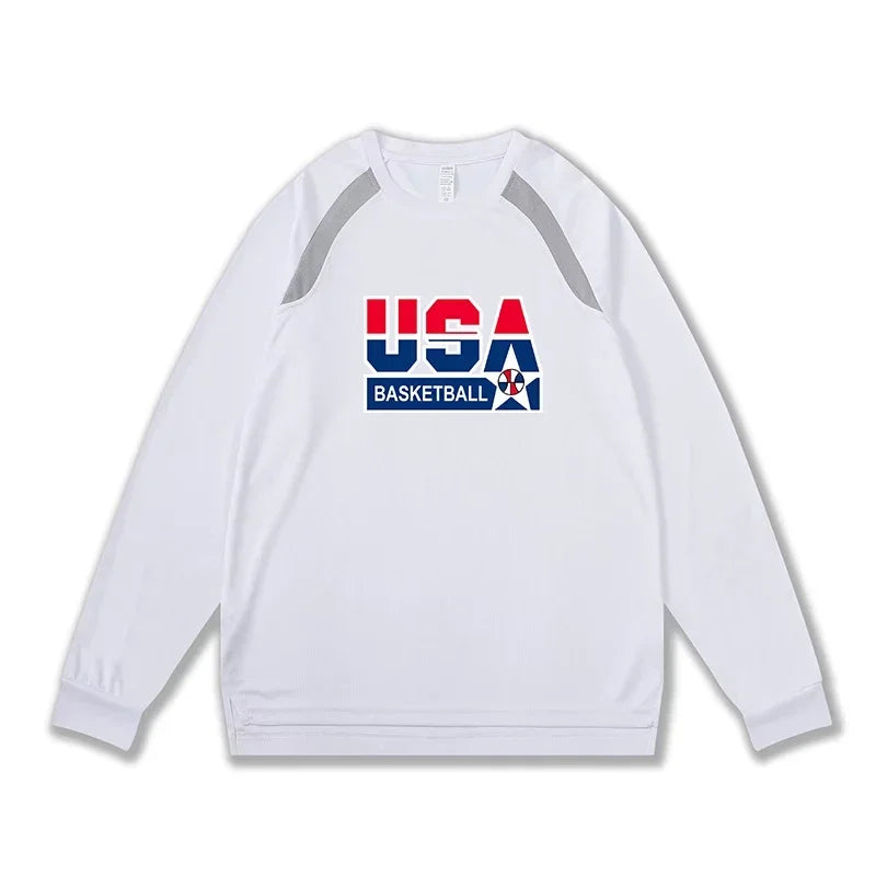 Men's Polyester O-Neck Long Sleeve Letter Pattern Sport T-Shirt