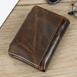Men's Genuine Leather Solid Pattern Card Holder Casual Wallet
