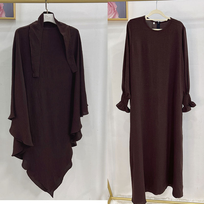 Women's Arabian Polyester Full Sleeve Two-Piece Casual Abayas