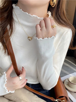 Women's Polyester Turtleneck Full Sleeves Solid Pattern Sweater