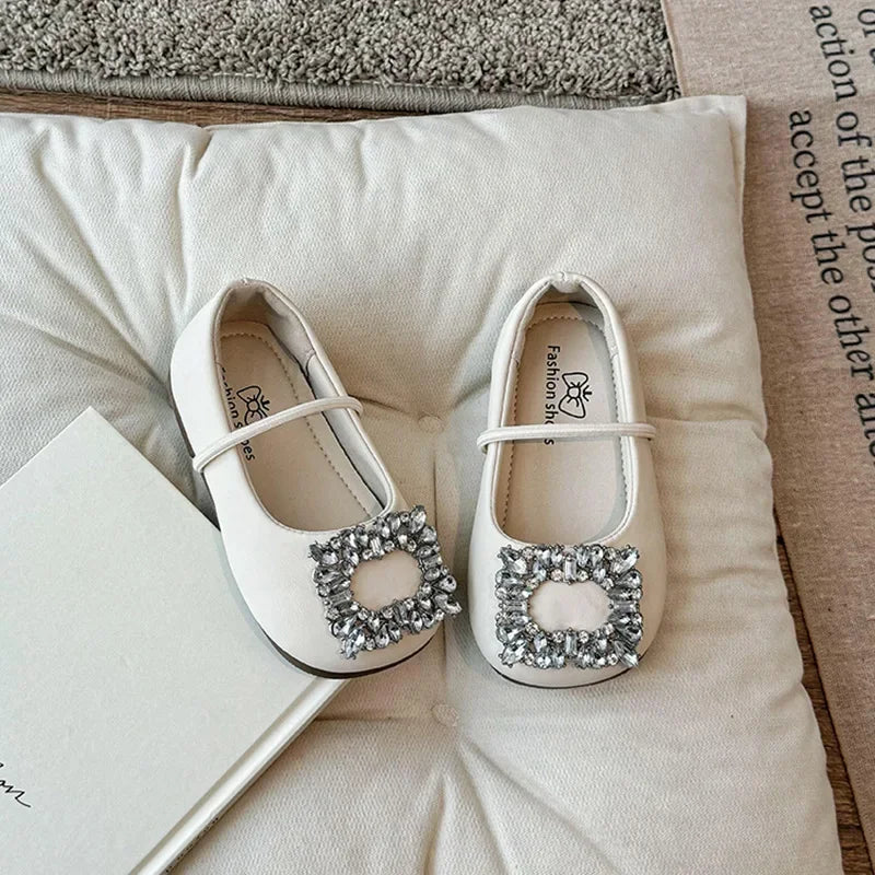 Kid's PU Square Toe Breathable Rhinestone Formal Wear Shoes