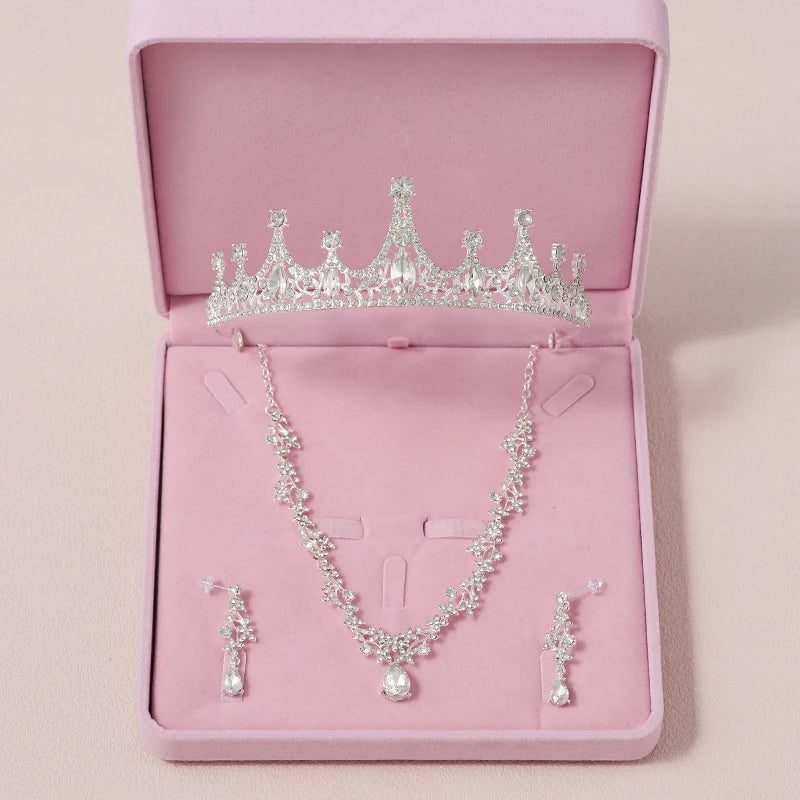 Women's Zinc Alloy Water Drop Bridal Wedding Crown Jewelry Sets