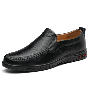 Men's Genuine Leather Round Toe Slip-On Closure Casual Wear Shoes