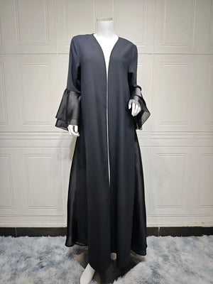 Women's Arabian Polyester Full Sleeves Solid Pattern Casual Abaya