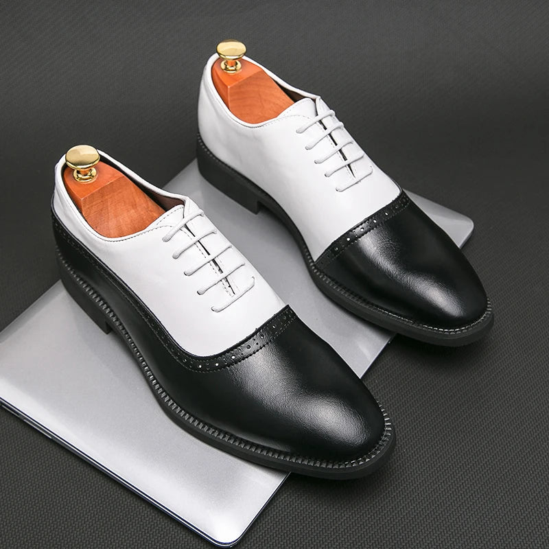 Men's Microfiber Pointed Toe Lace-Up Closure Formal Wedding Shoes