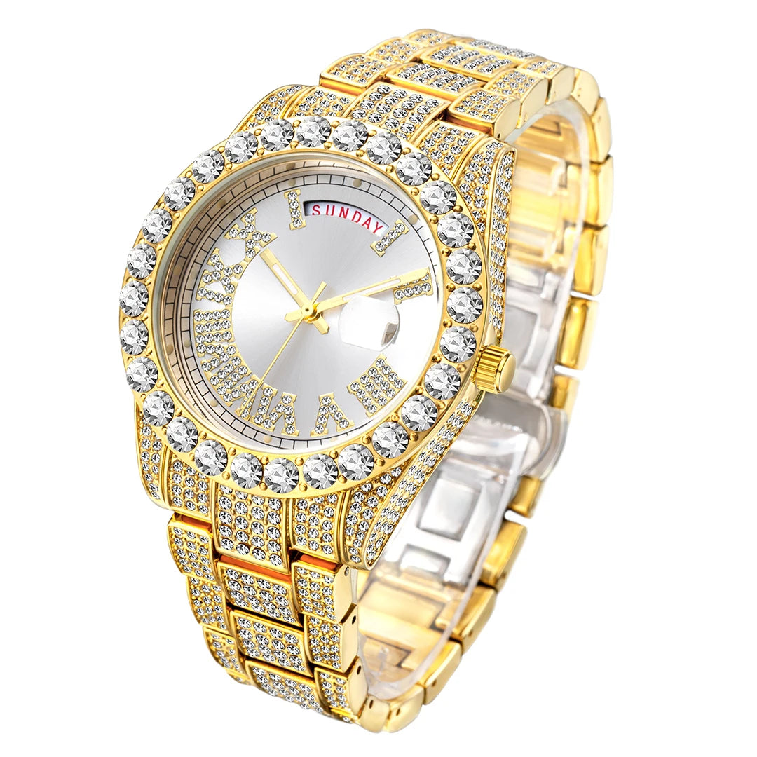 Women's Alloy Case Round Shaped Trendy Luxury Quartz Watch