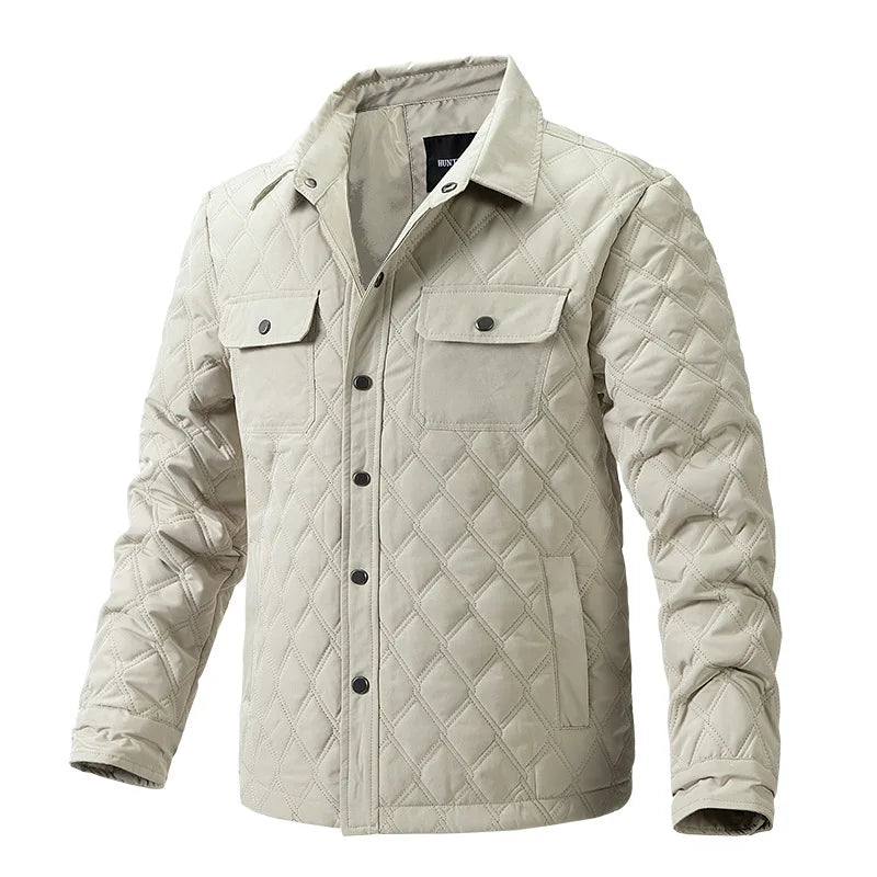 Men's Polyester Turn-Down Collar Long Sleeve Padded Pattern Jacket